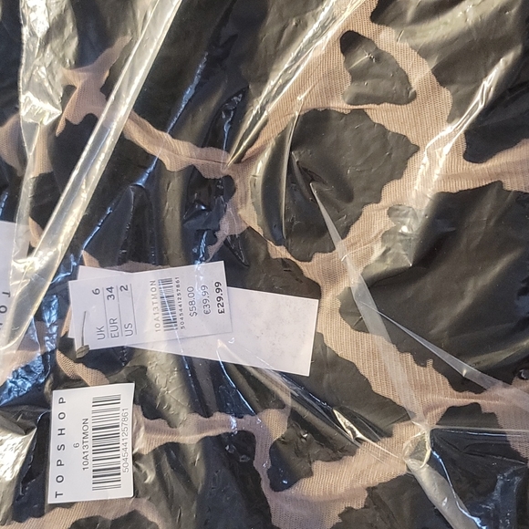 TOPSHOP Giraffe Mesh Minidress In Black Multi - Picture 2 of 4